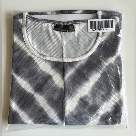 Nina Leonard, Women's Plus, 3/4 Sleeve Tunic - Grey Multi. Size: 3X. NWT. - Picture 2 of 7